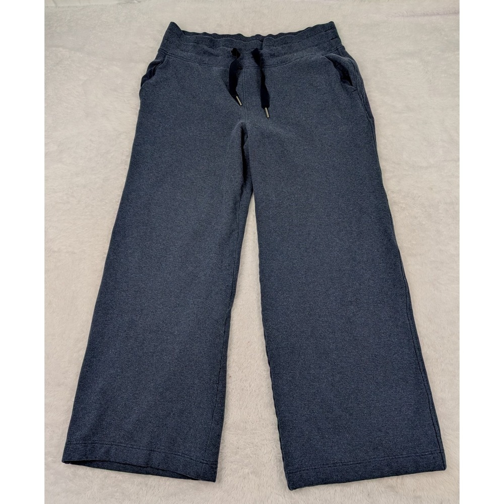 Athleta Balance Printed Pants Women's 1X Blue Wide Leg Drawstring Heavy Stretch